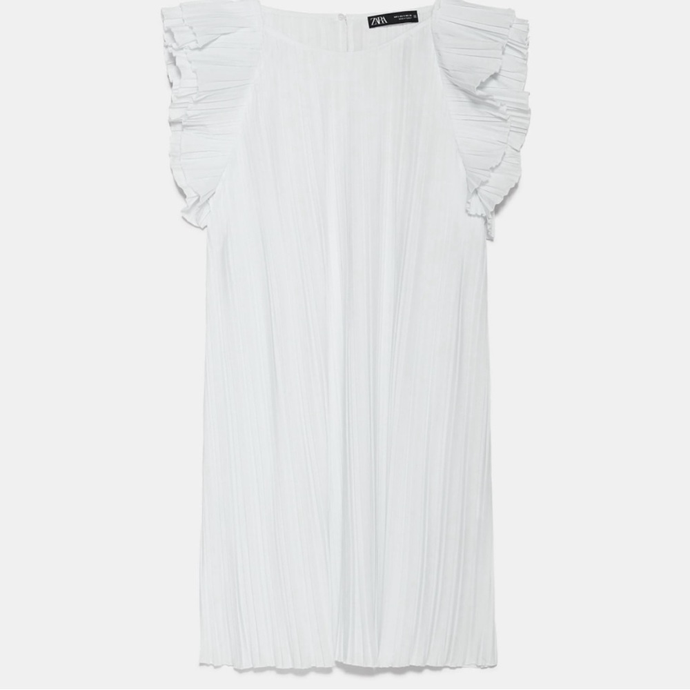 Zara | Pleaded White Dress - Picture 6 of 6